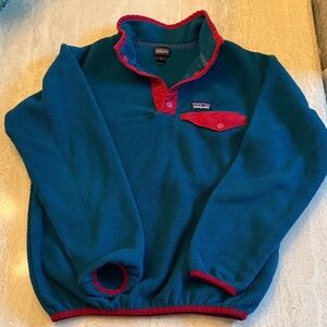 Patagonia Youth L (12) Blue and Red Fleece Jacket